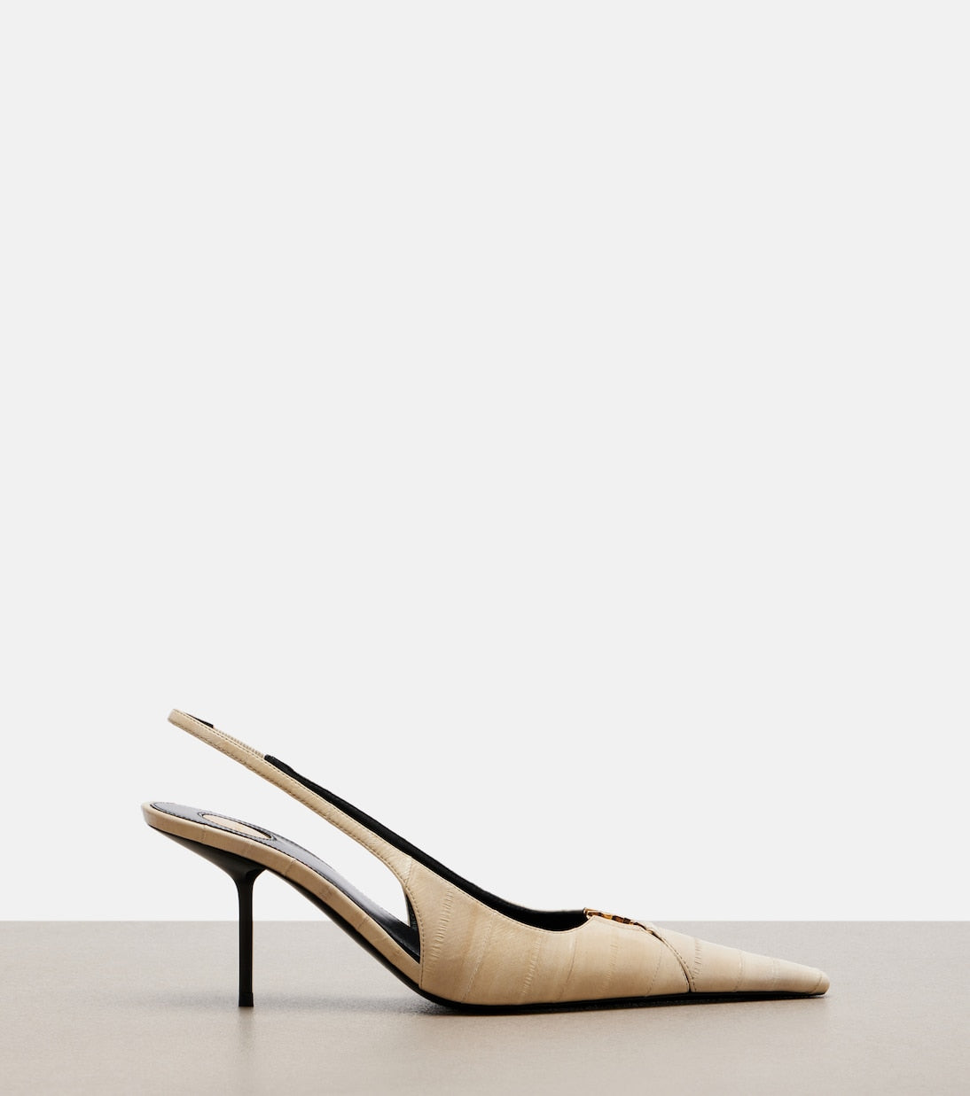 Saint Laurent - Babylone eel leather slingback pumps