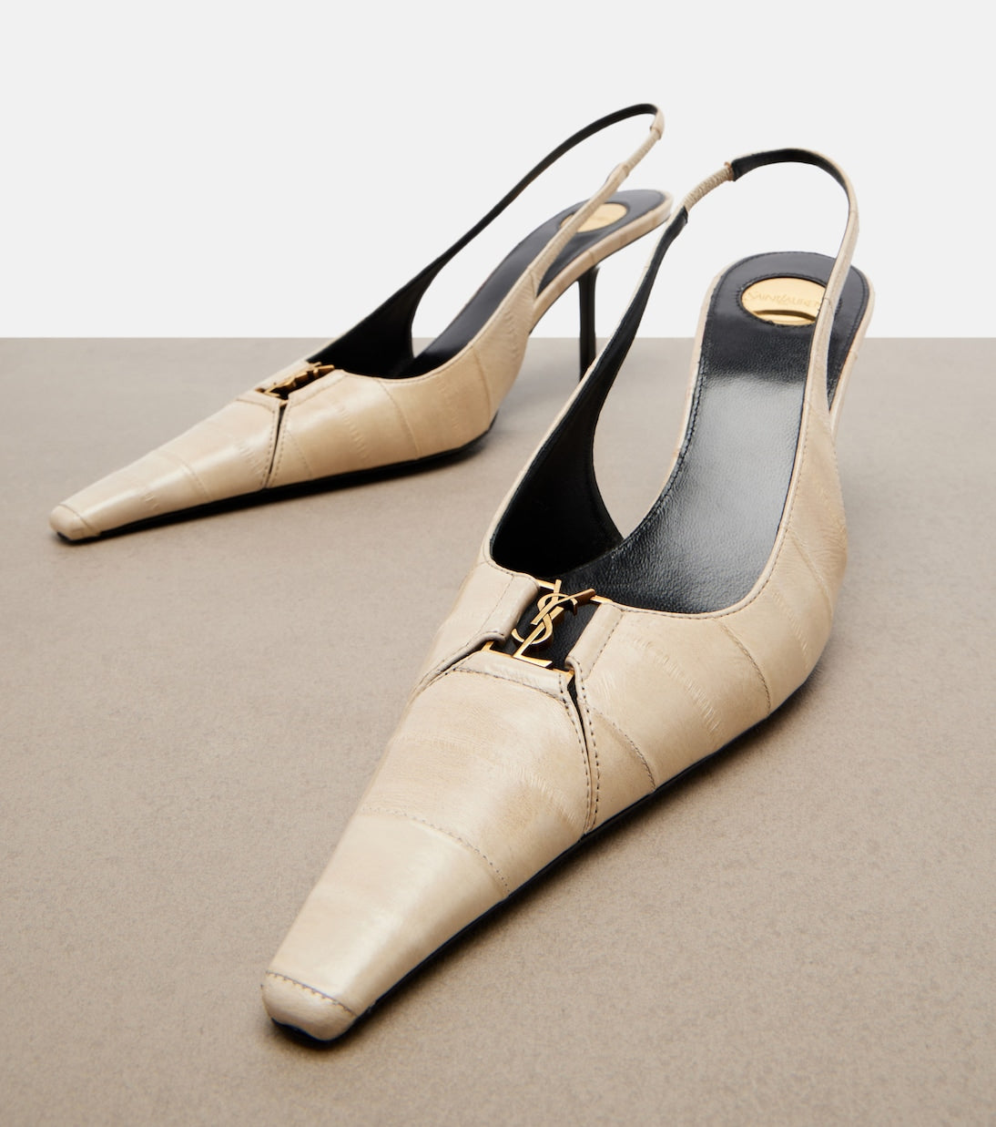 Saint Laurent - Babylone eel leather slingback pumps