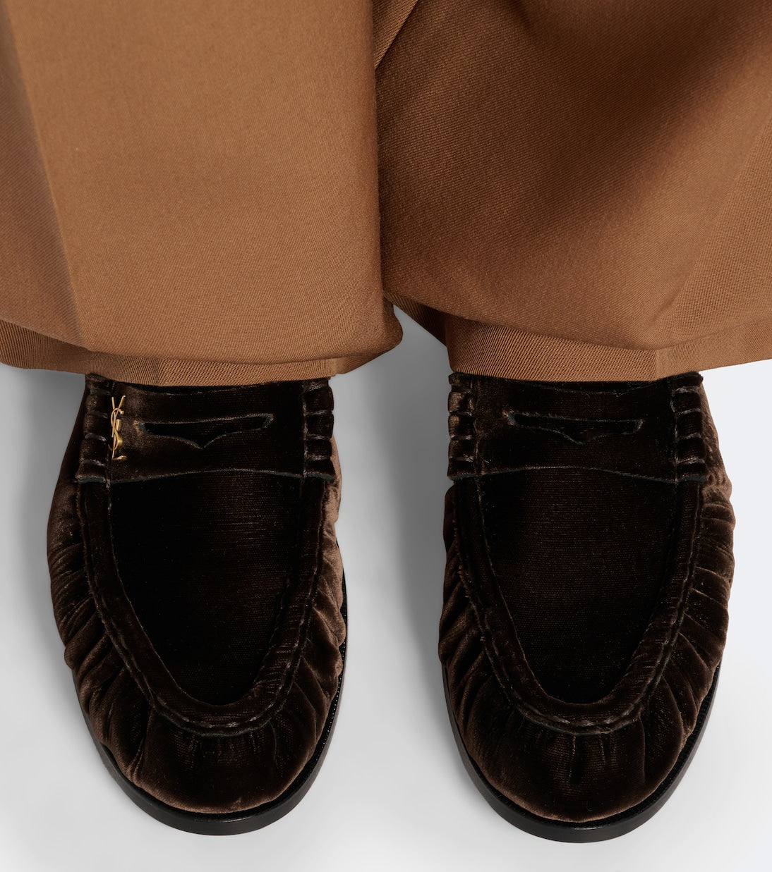 Saint Laurent - Le Loafer velvet penny loafers