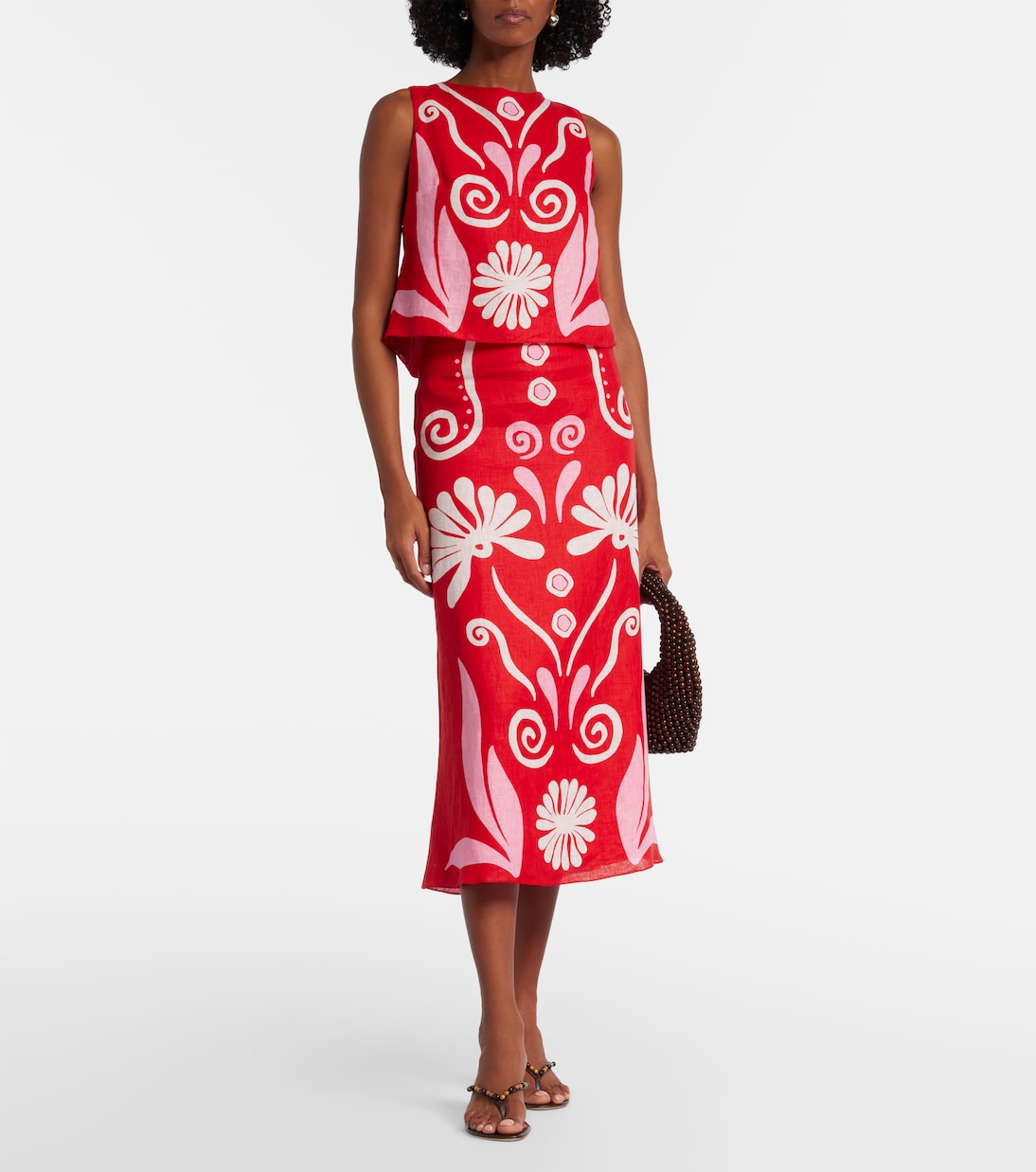 Cala de la Cruz - Fabiana printed linen midi skirt