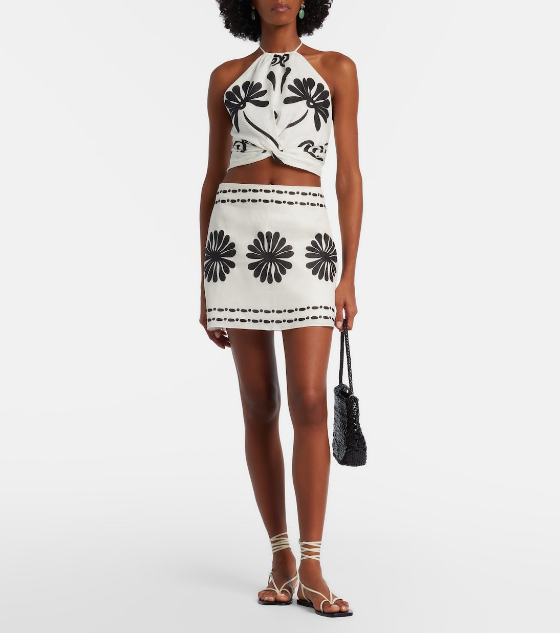 Cala de la Cruz - Eve floral linen miniskirt