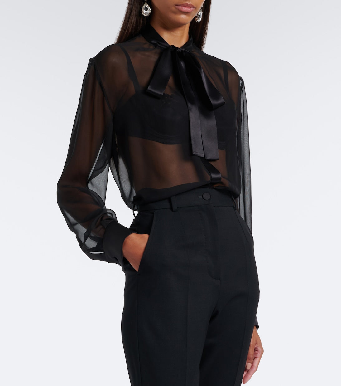 Dolce&Gabbana - Sheer tie-neck silk chiffon blouse