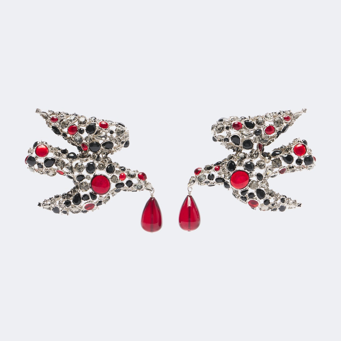 Saint Laurent - Dove embellished clip-on earrings