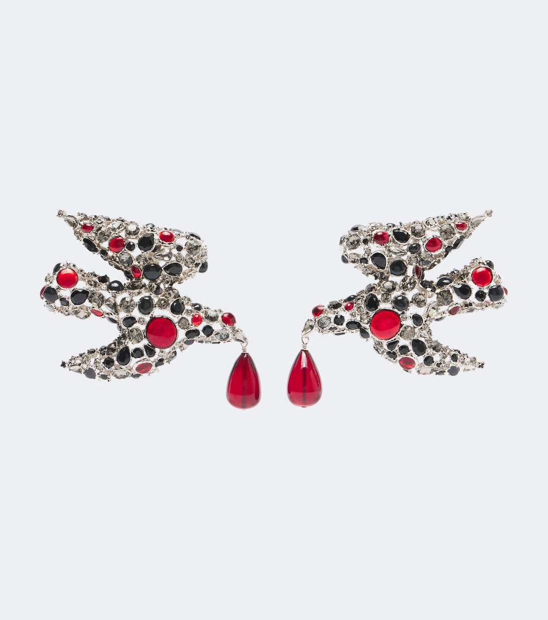 Saint Laurent - Dove embellished clip-on earrings