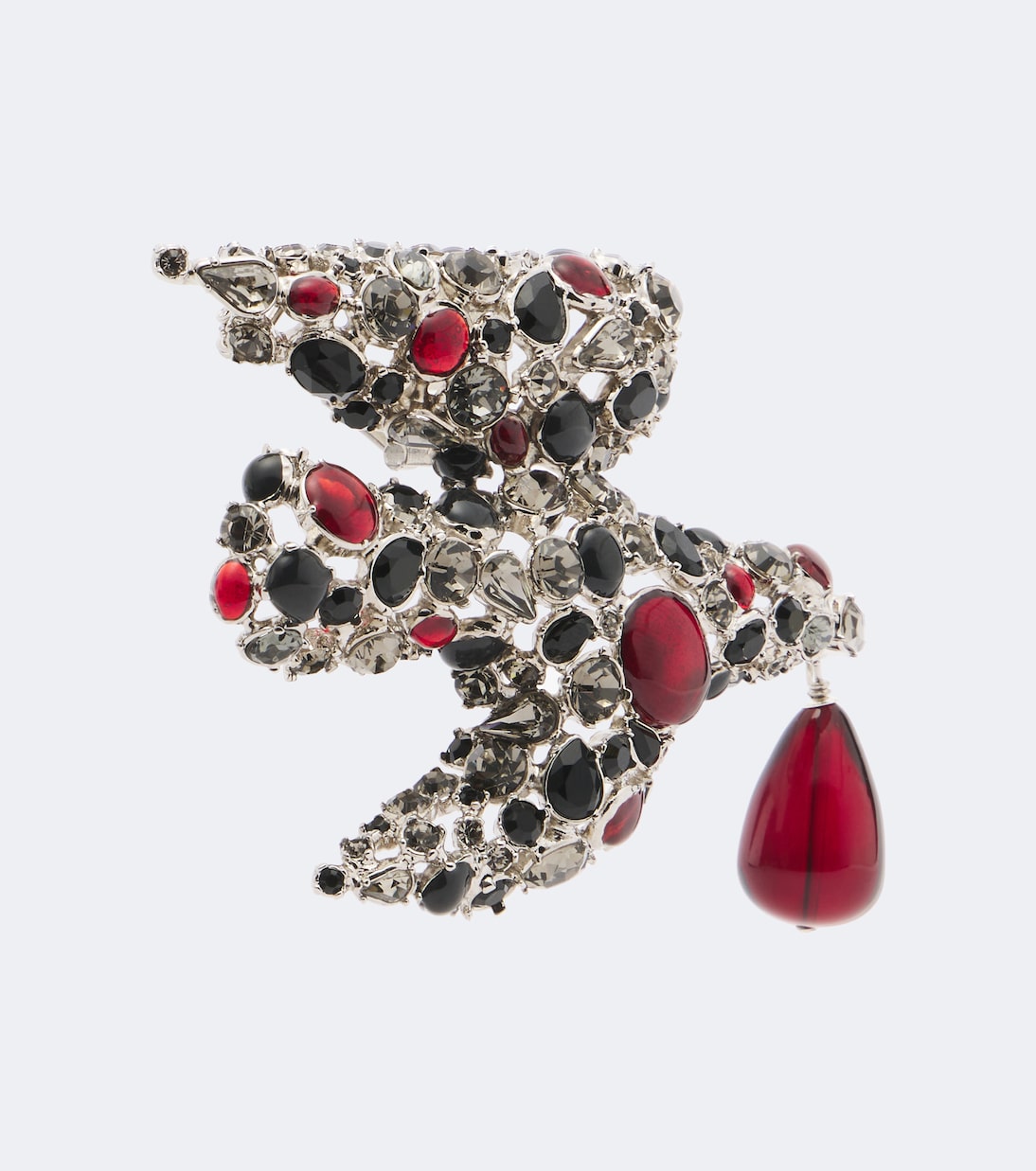 Saint Laurent - Dove embellished clip-on earrings