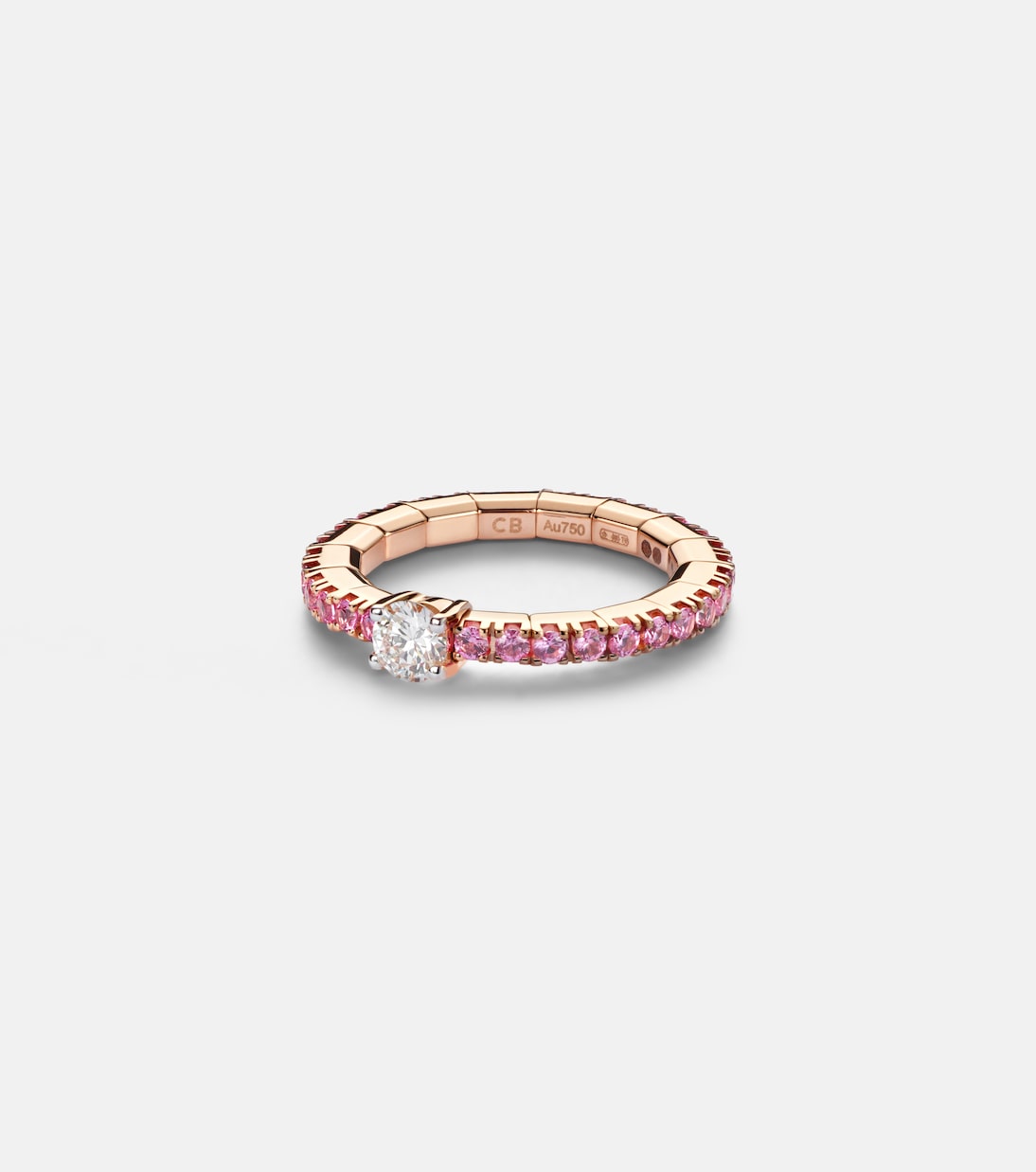 Bucherer Fine Jewellery - Stretchy 18kt rose gold ring with diamond and sapphires