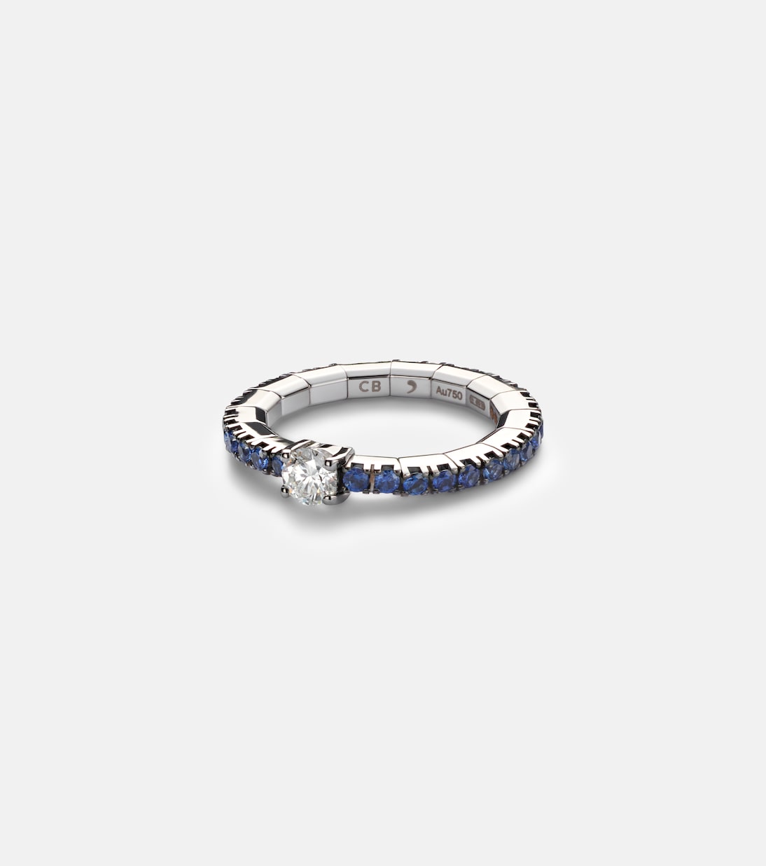 Bucherer Fine Jewellery - Stretchy 18kt white gold ring with diamond and sapphires