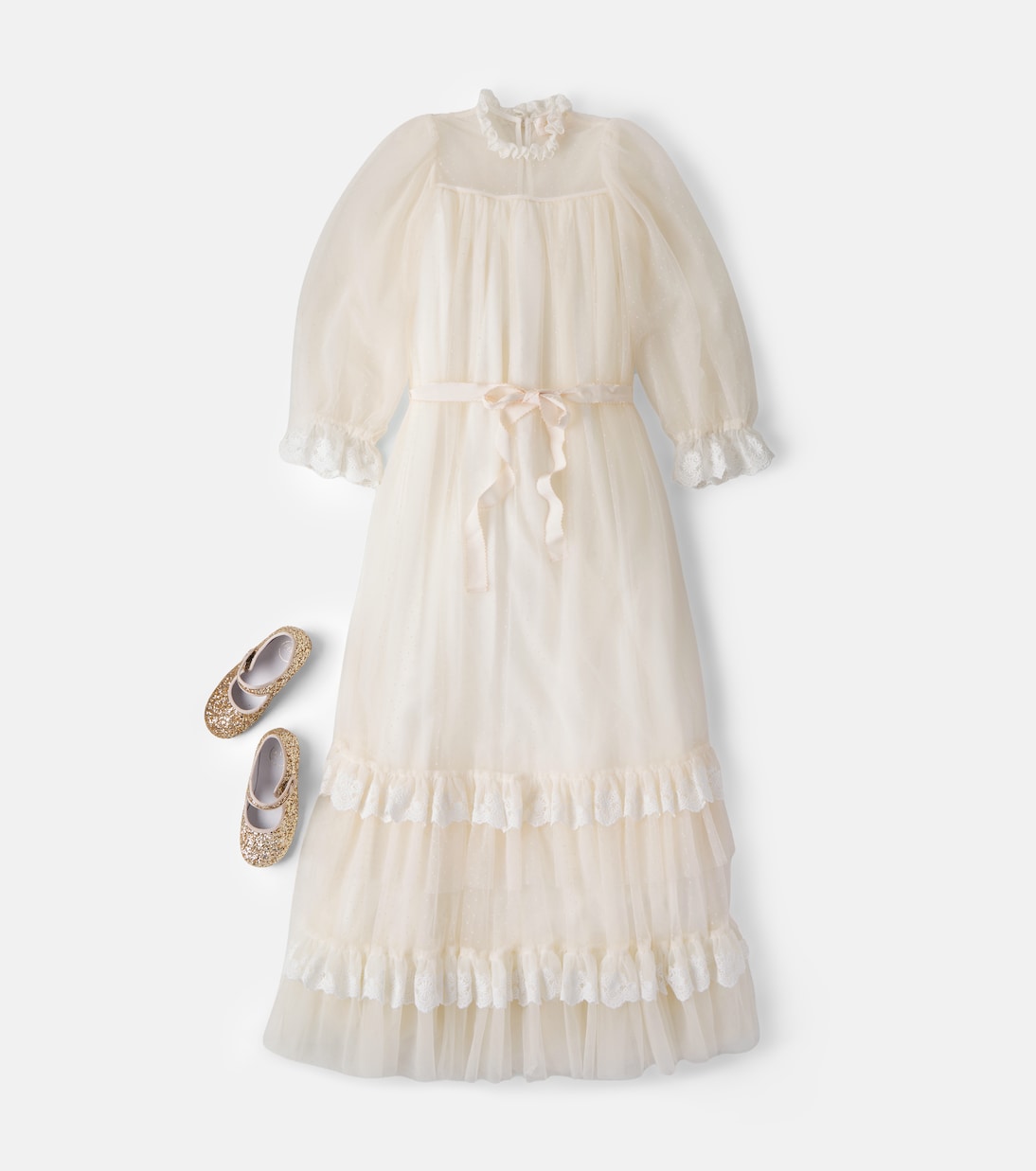 Petite Amalie - Ruffled lace-trimmed tulle dress
