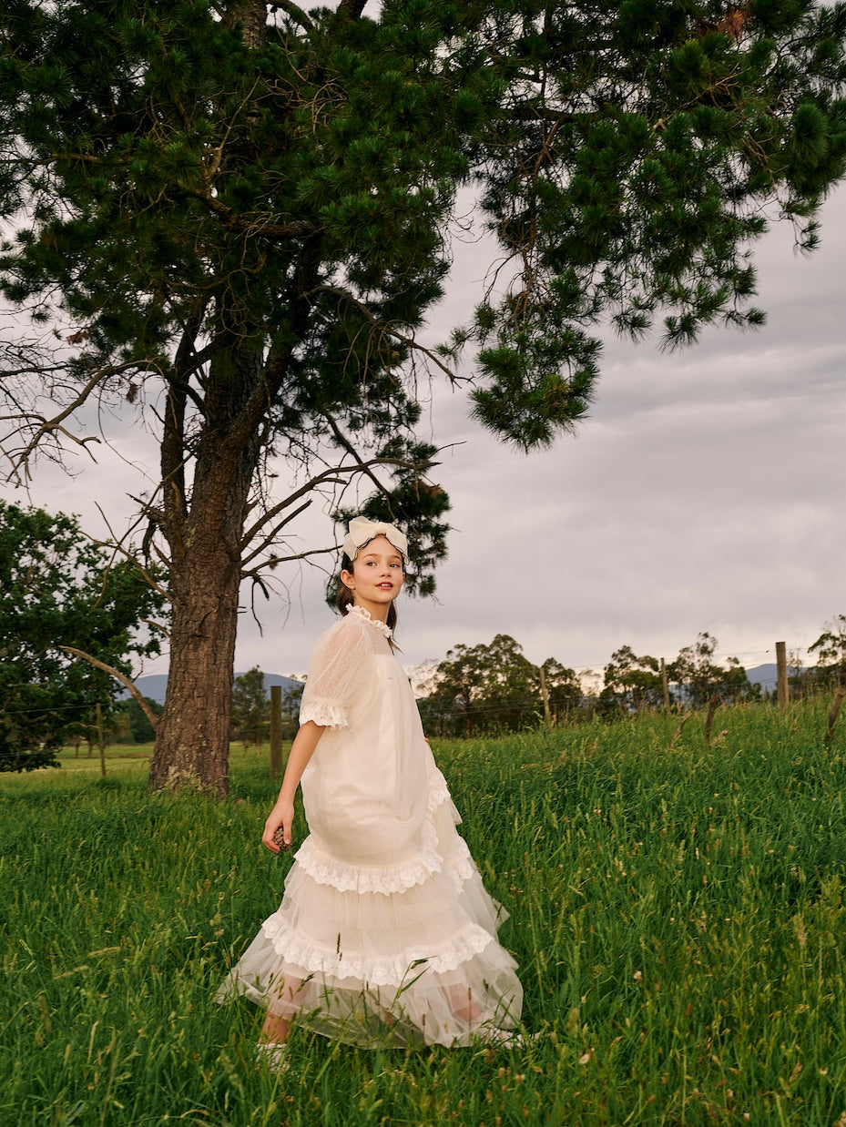 Petite Amalie - Ruffled lace-trimmed tulle dress