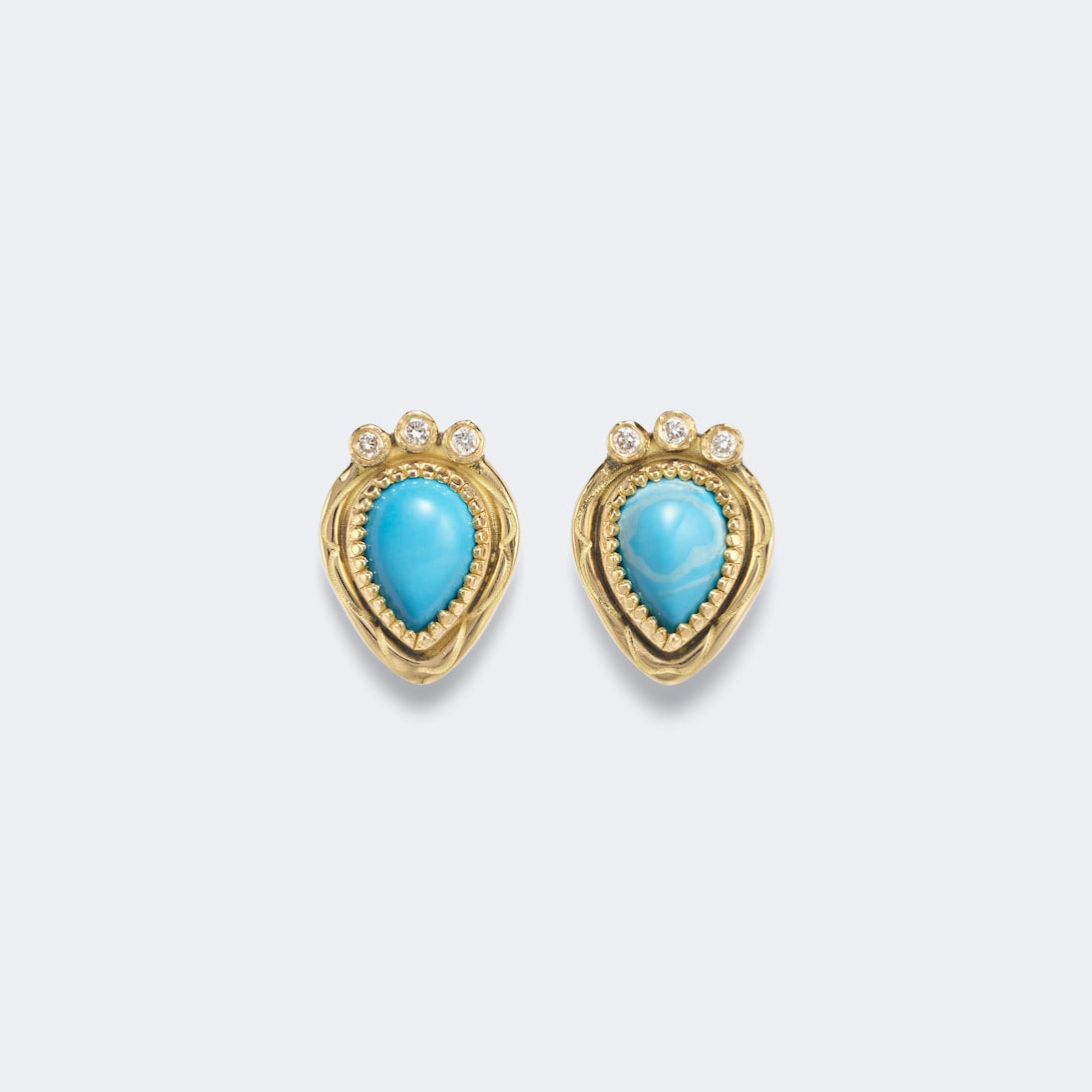 Ileana Makri - Tiara 18kt gold drop earrings with diamonds and turquoise
