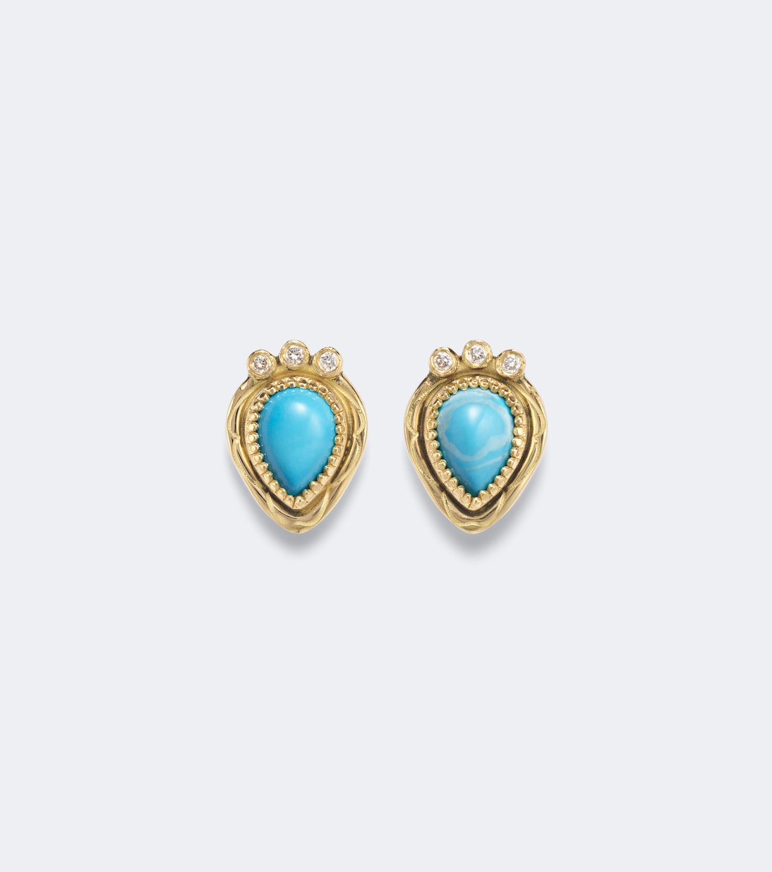 Ileana Makri - Tiara 18kt gold drop earrings with diamonds and turquoise