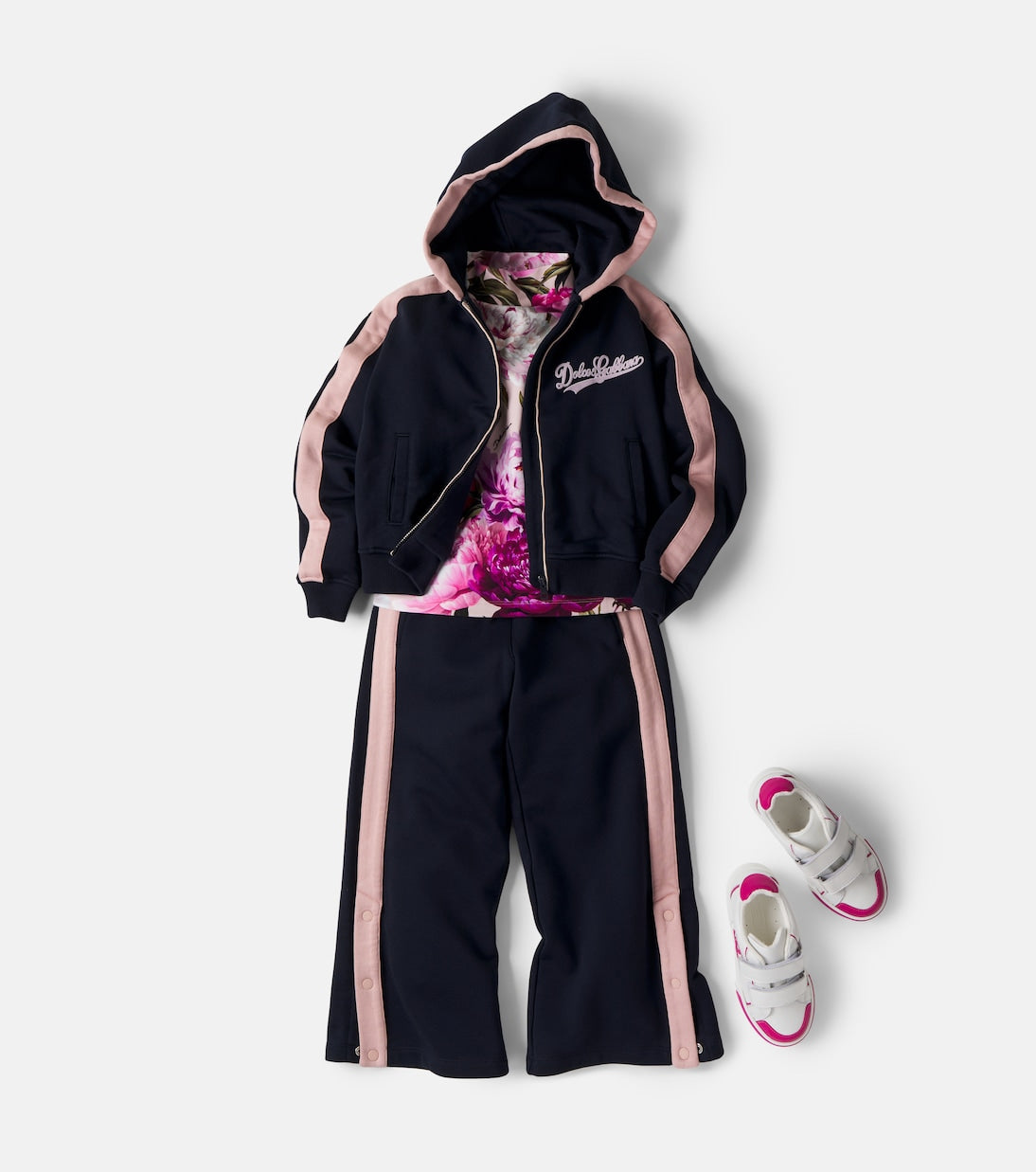 Dolce&Gabbana Kids - Logo cotton jersey zip-up hoodie