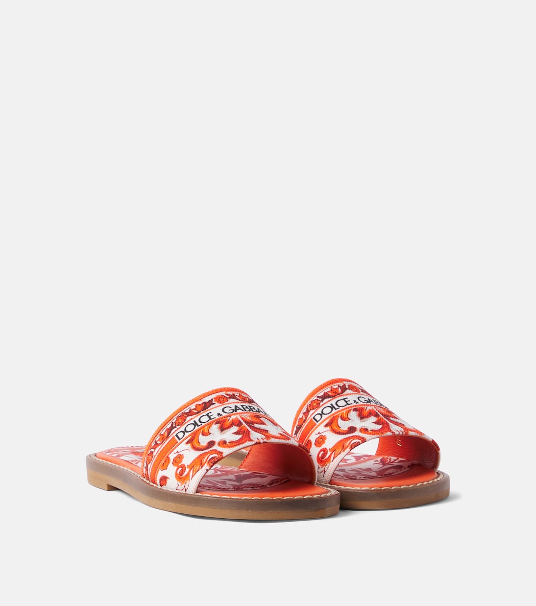 Dolce&Gabbana Kids - Majolica canvas slides