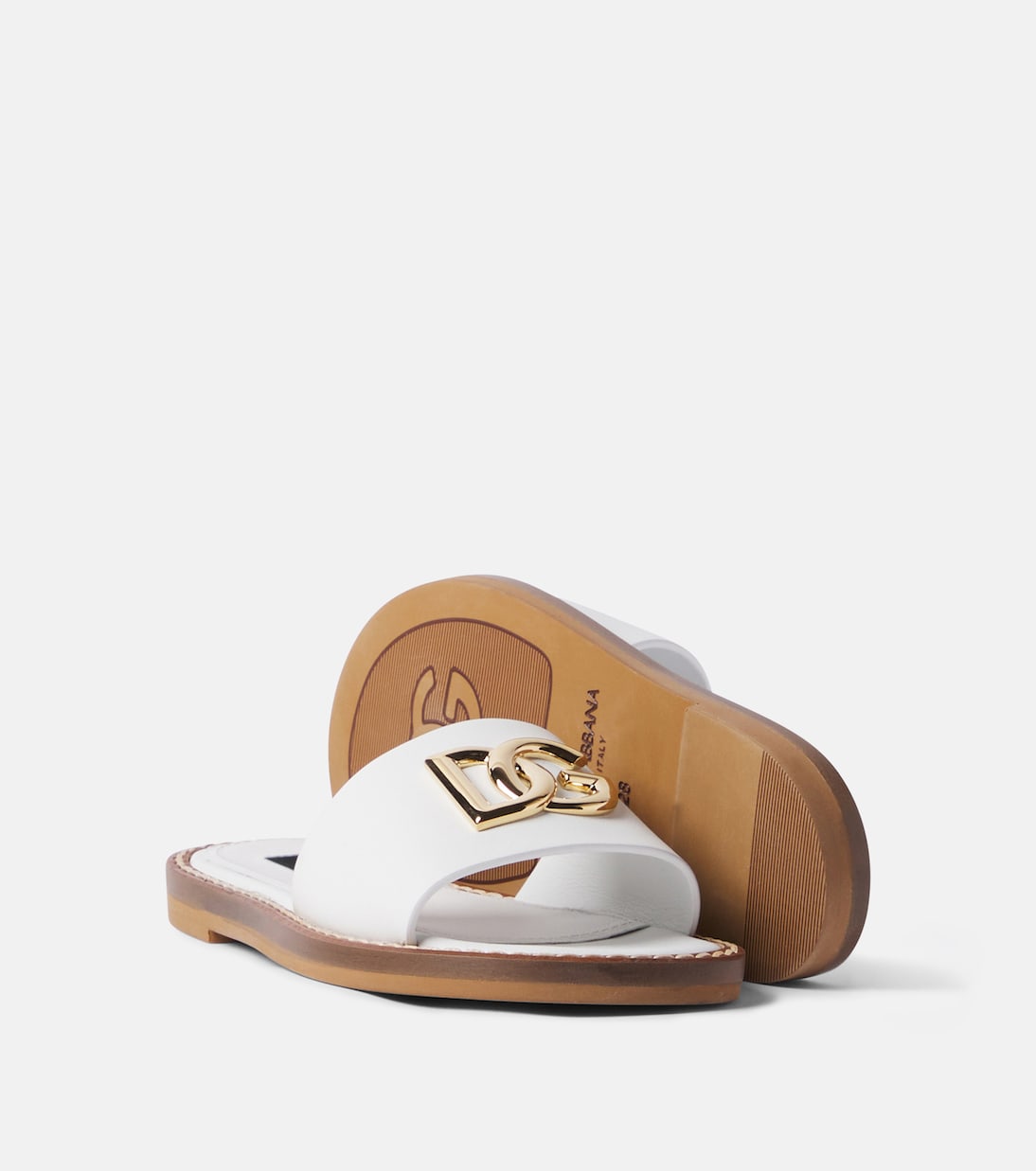 Dolce&Gabbana Kids - DG leather slides