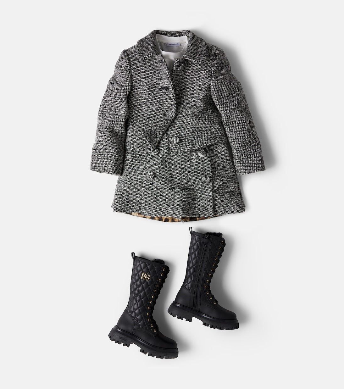 Dolce&Gabbana Kids - DG quilted leather lace-up boots