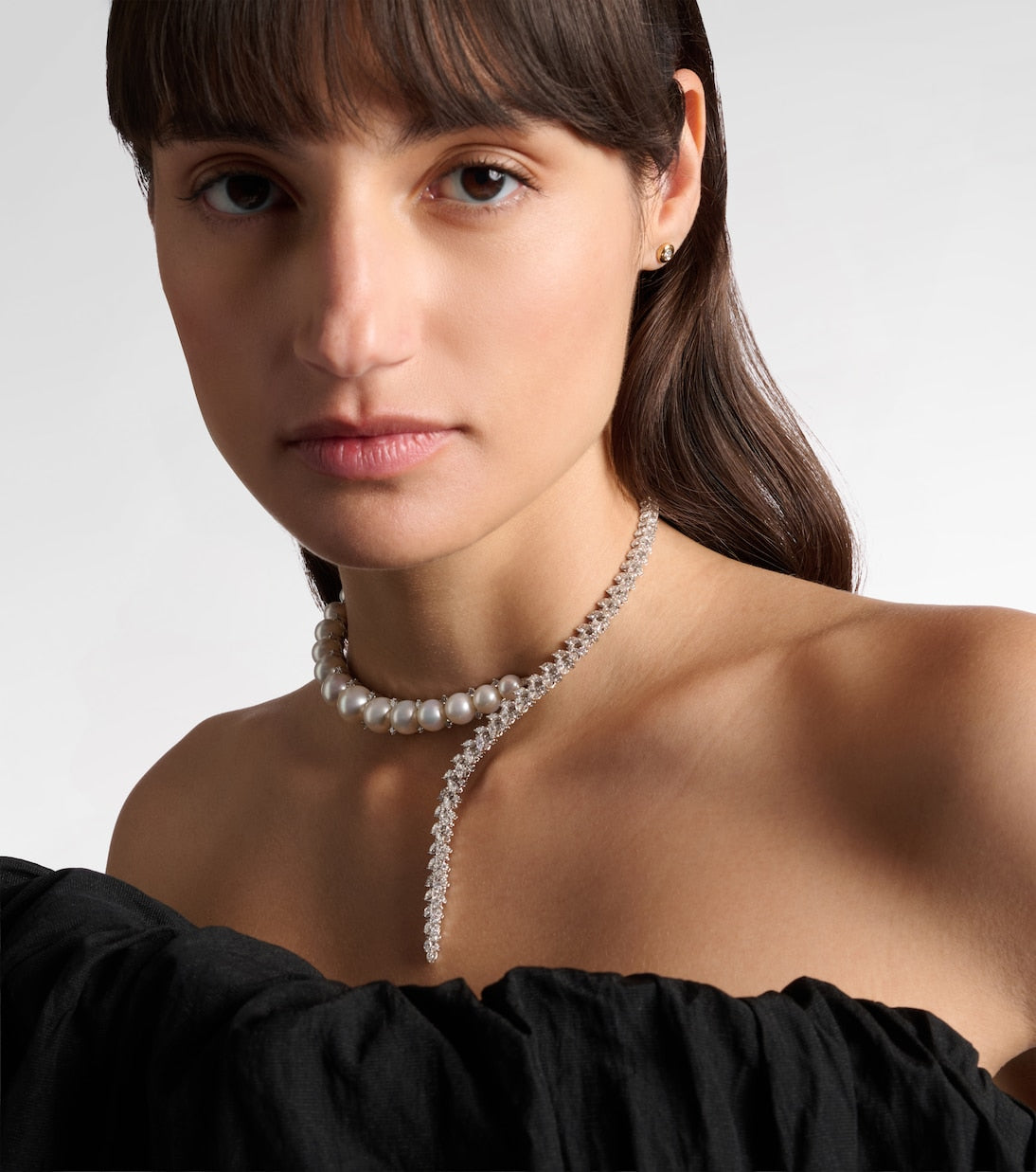 Yeprem - Pearlescent 18kt white gold necklace with diamonds and pearls