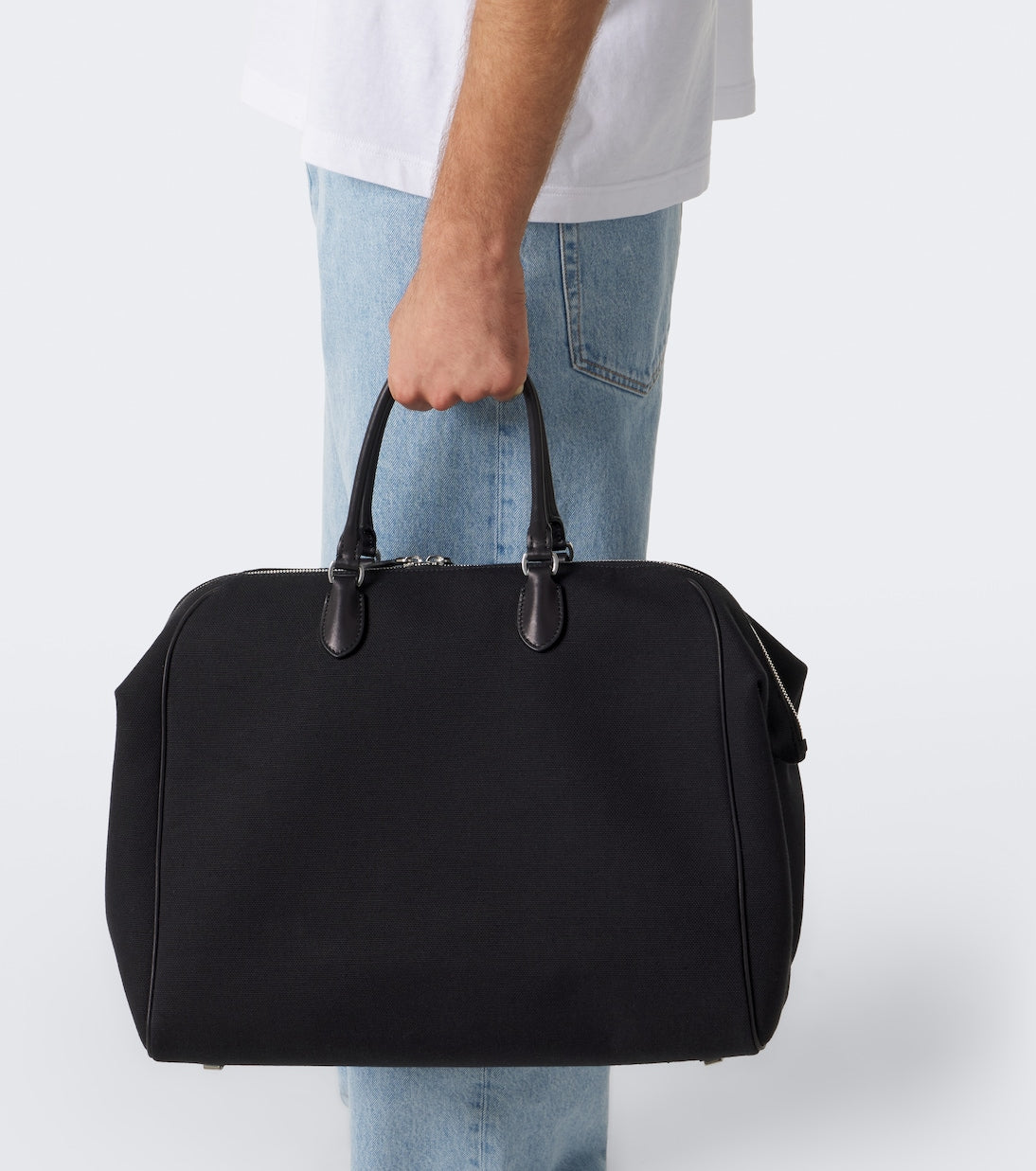 The Row - Timo leather-trimmed canvas tote bag