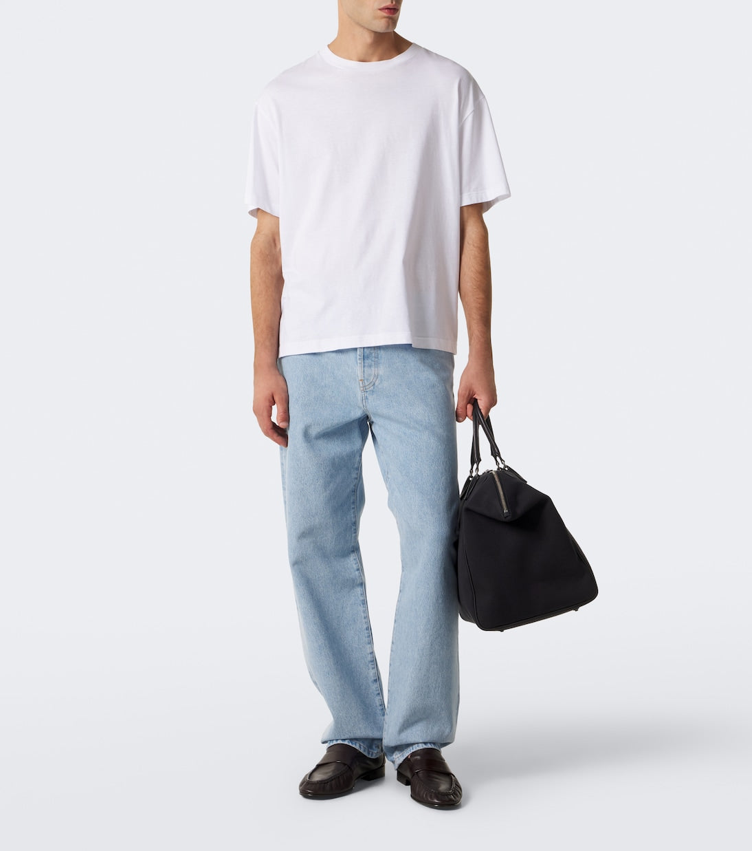 The Row - Timo leather-trimmed canvas tote bag