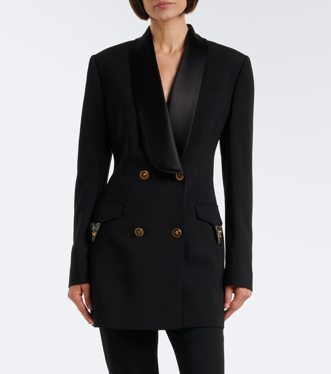 Versace - Embellished wool tuxedo jacket