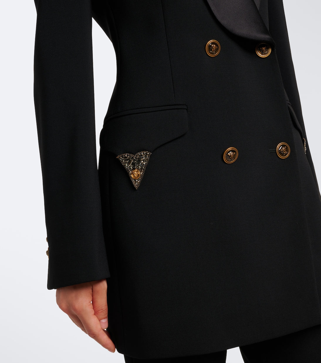Versace - Embellished wool tuxedo jacket