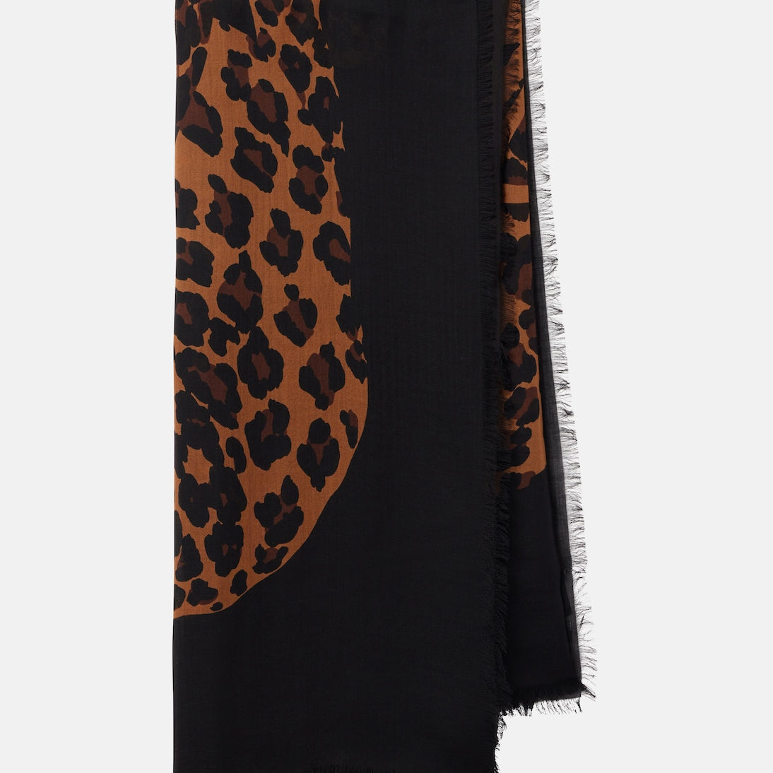 Saint Laurent - Fringed leopard-print wool scarf