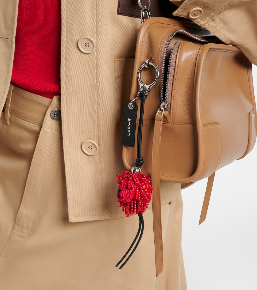 Loewe - Lion beaded crochet bag charm