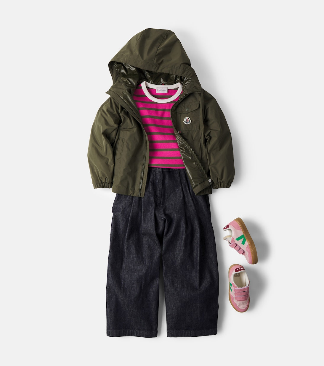 Moncler Enfant - Pleated wide-leg jeans