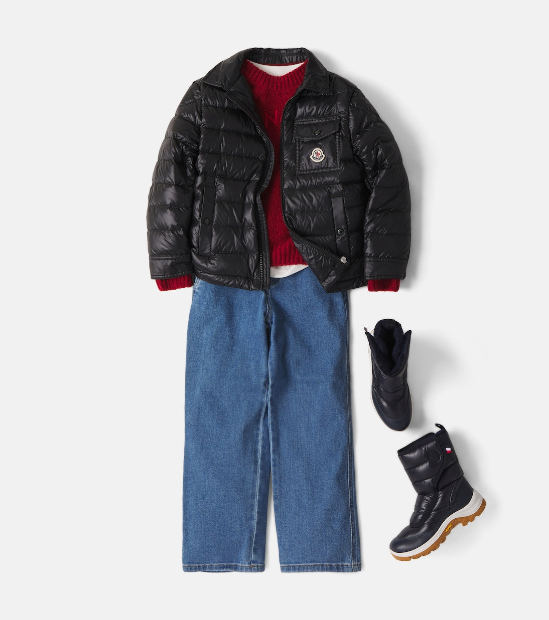 Moncler Enfant - Leather-trimmed padded snow boots
