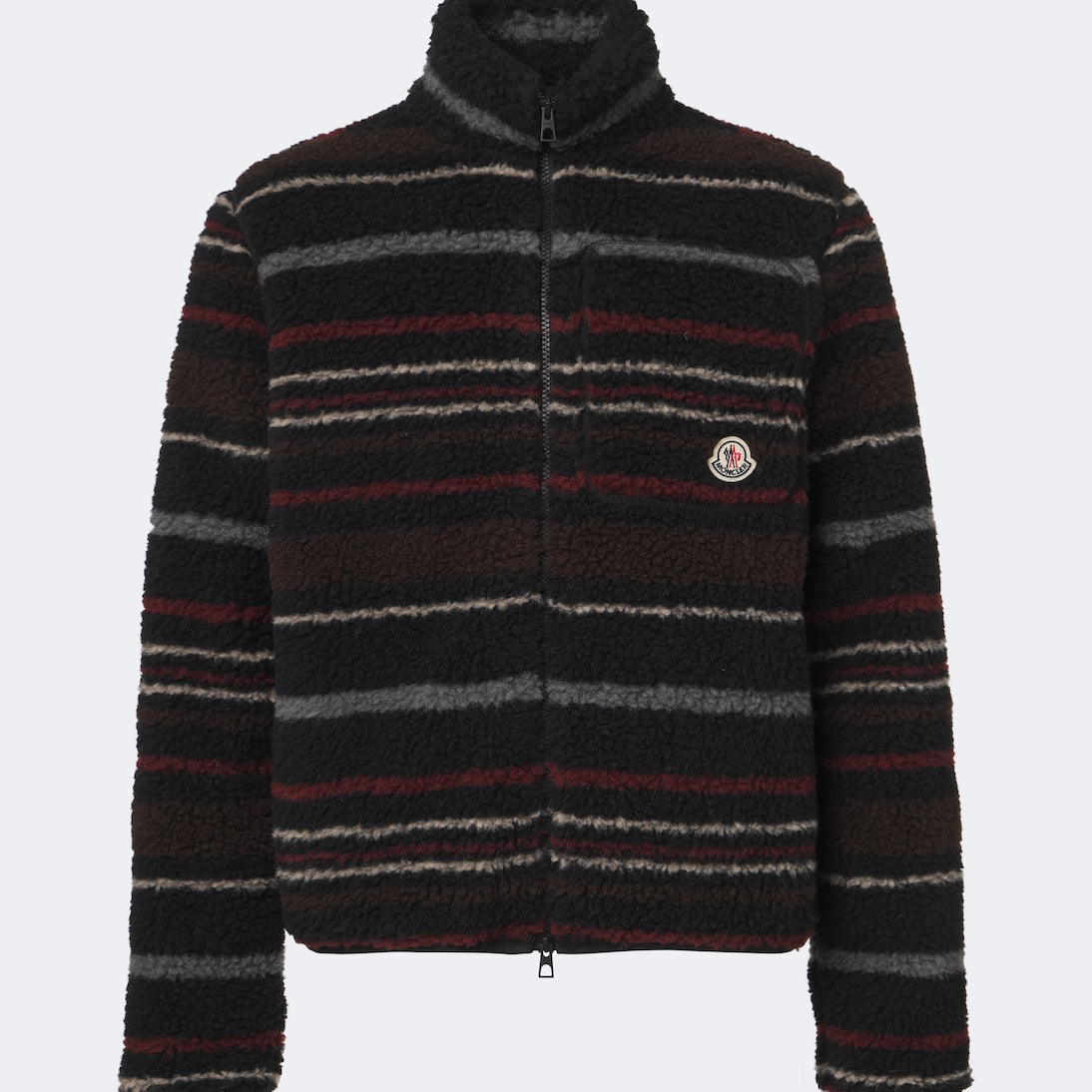 Moncler - Striped wool-blend fleece zip-up cardigan