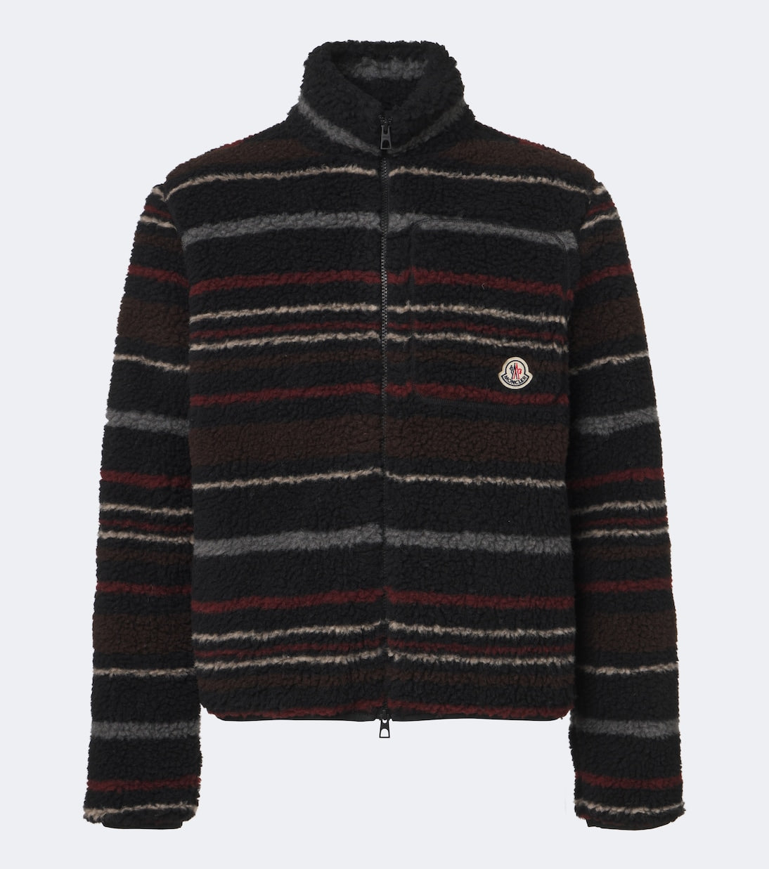 Moncler - Striped wool-blend fleece zip-up cardigan