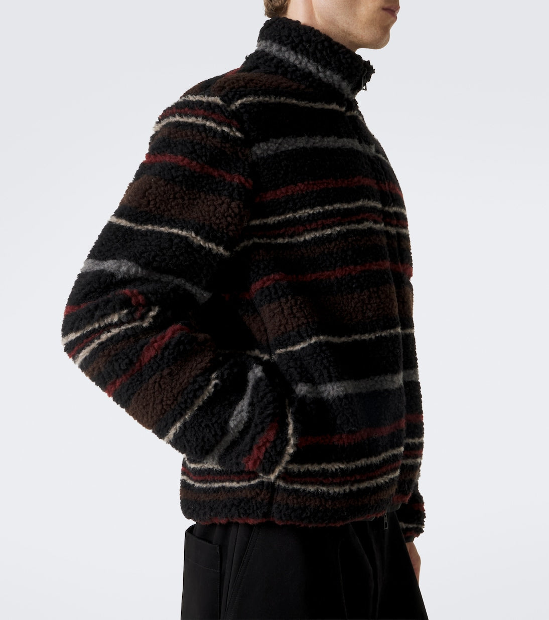 Moncler - Striped wool-blend fleece zip-up cardigan