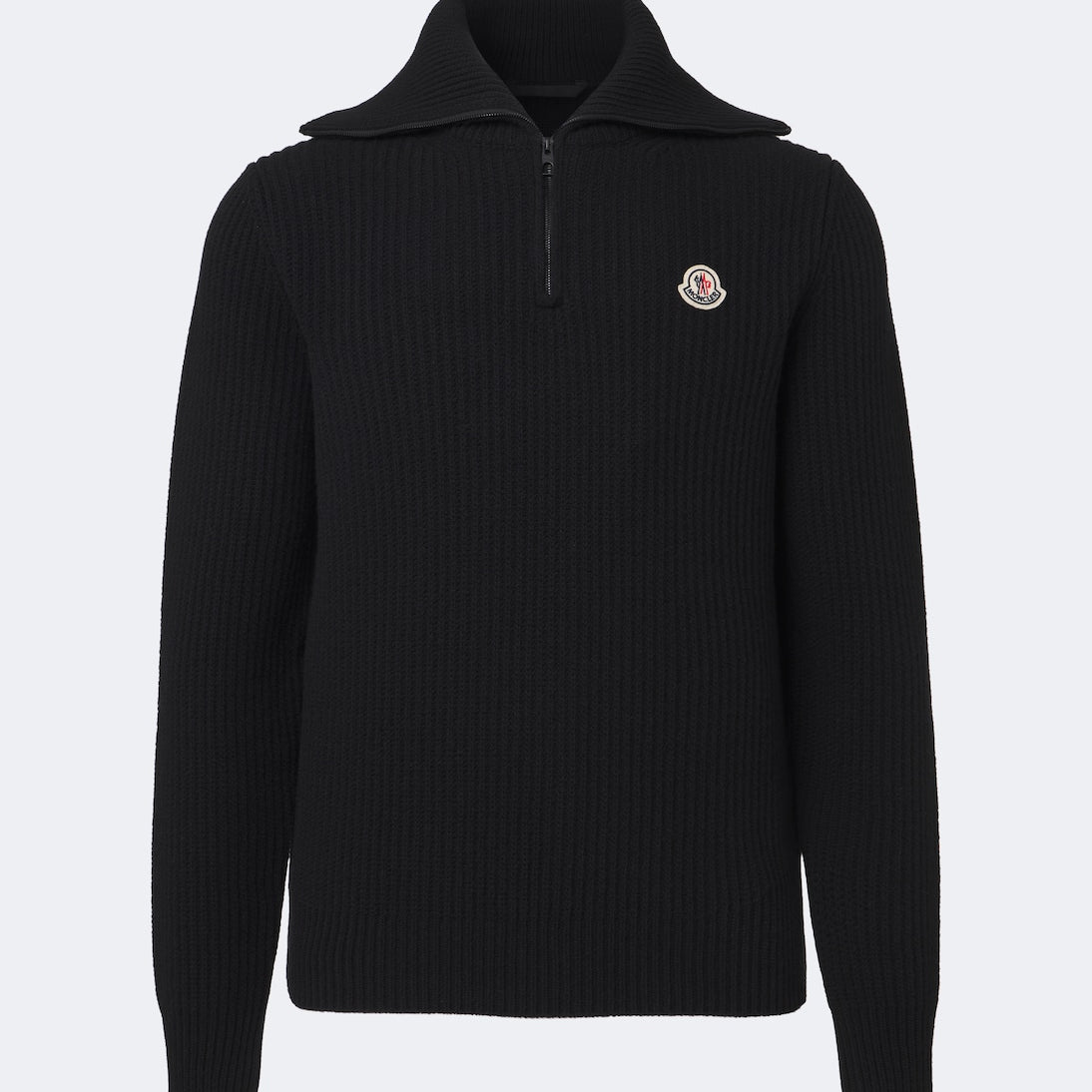 Moncler - Ribbed-knit virgin wool half-zip sweater