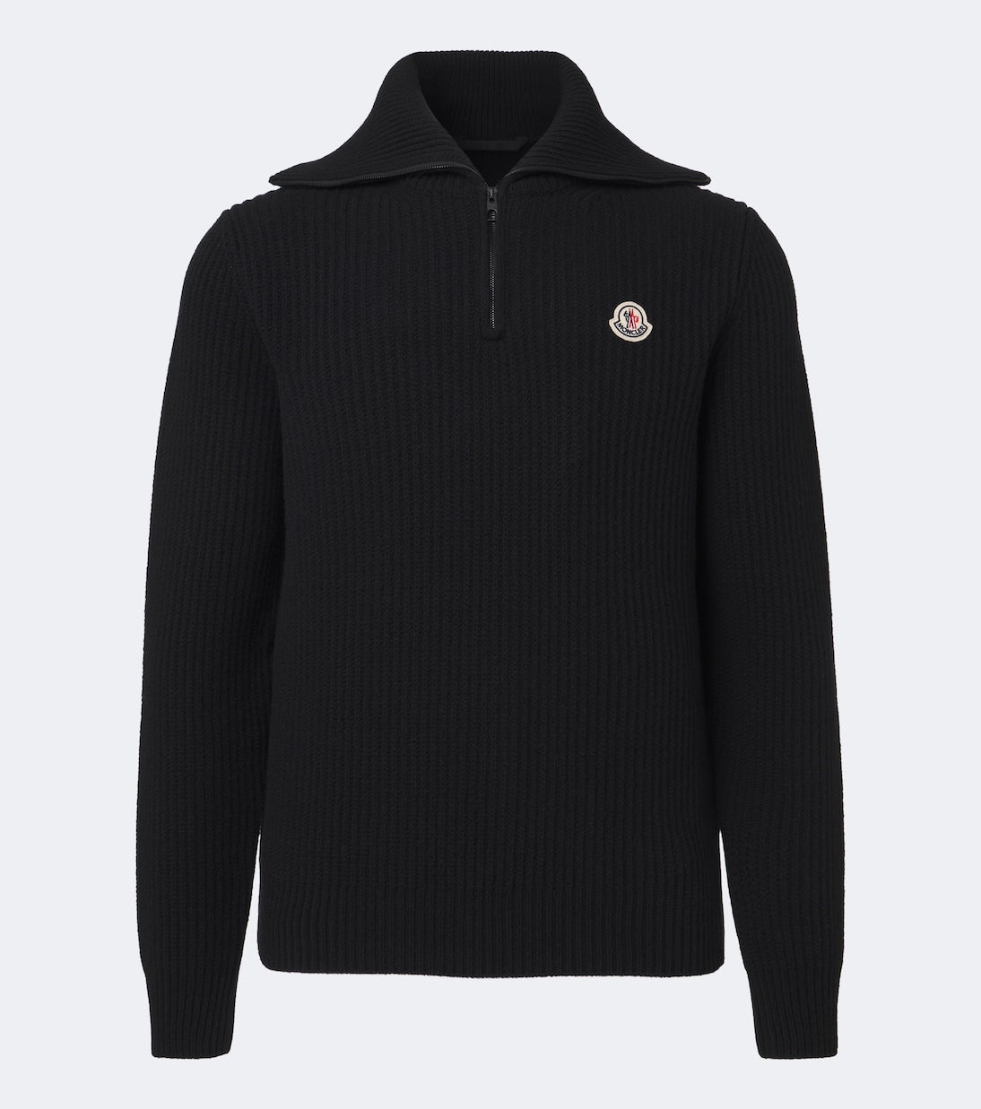 Moncler - Ribbed-knit virgin wool half-zip sweater
