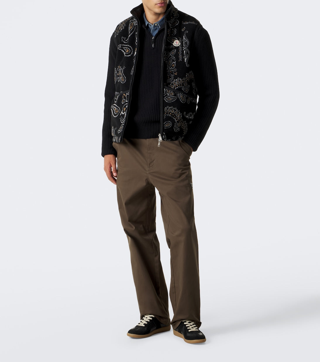 Moncler - Ribbed-knit virgin wool half-zip sweater