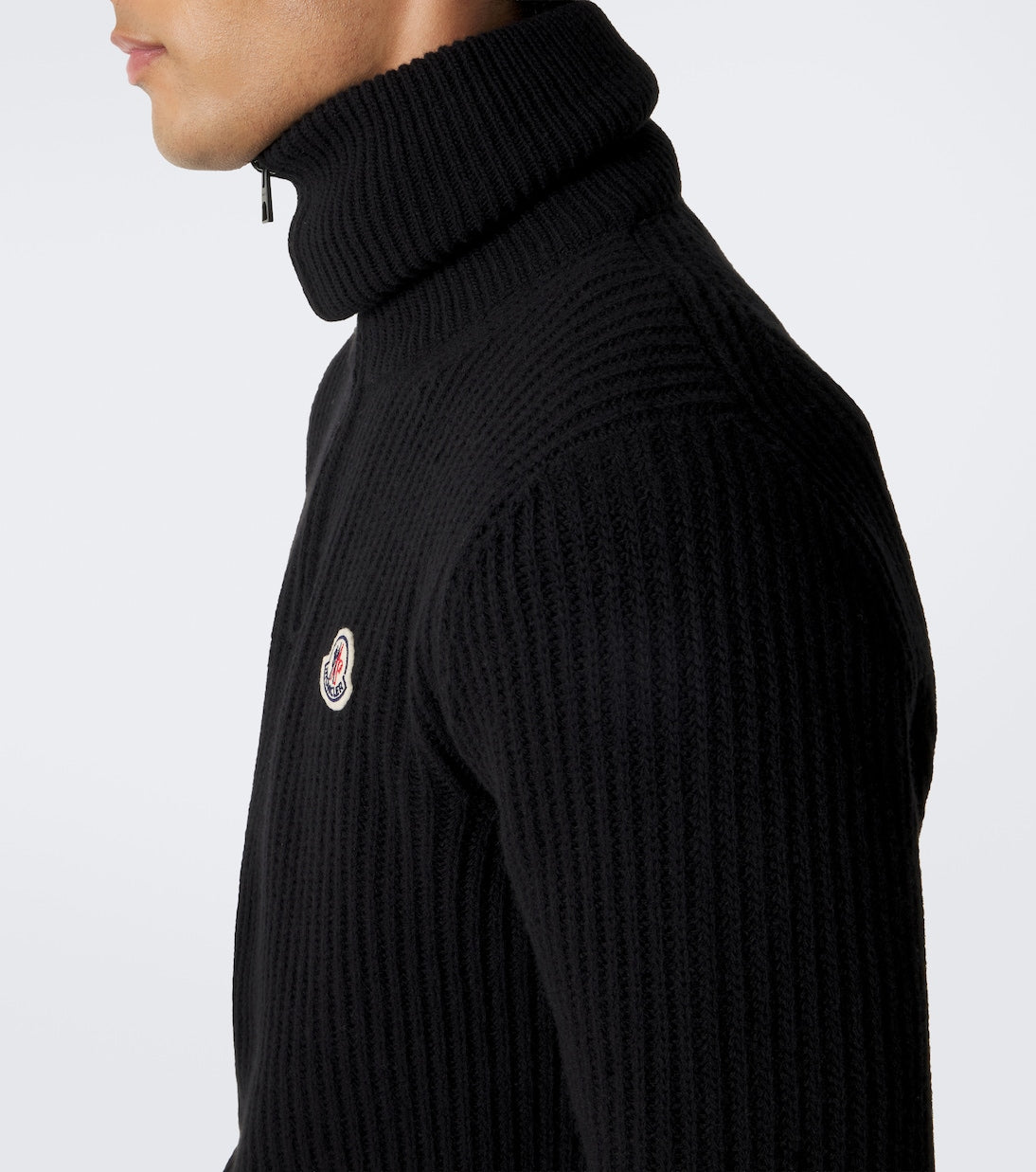 Moncler - Ribbed-knit virgin wool half-zip sweater