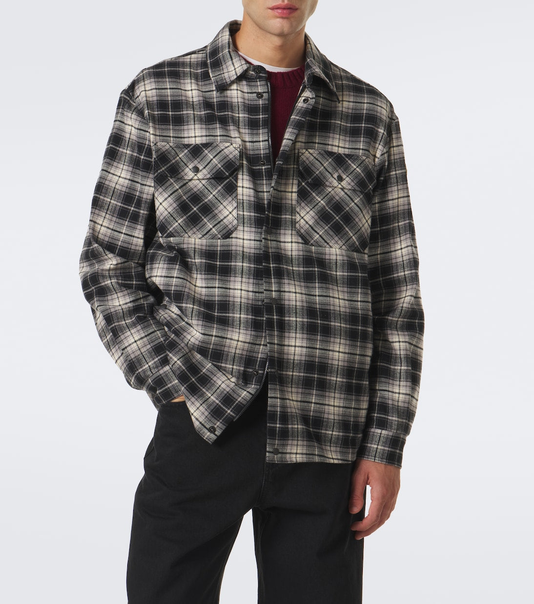 Moncler - Checked cotton flannel zip-up shirt