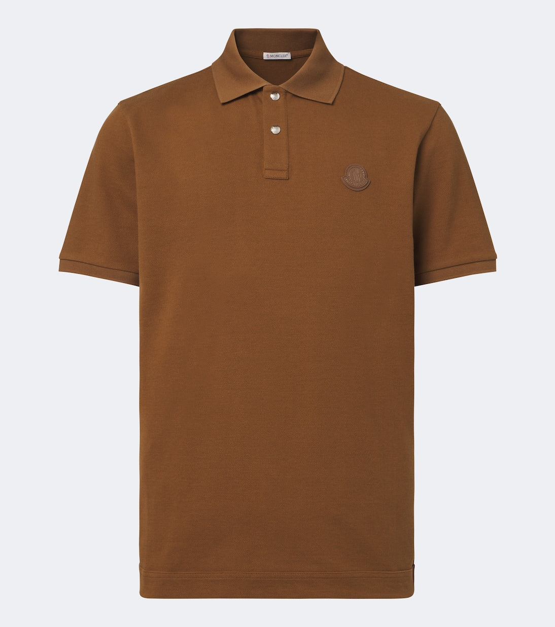 Moncler - Leather-trimmed cotton piqué polo shirt