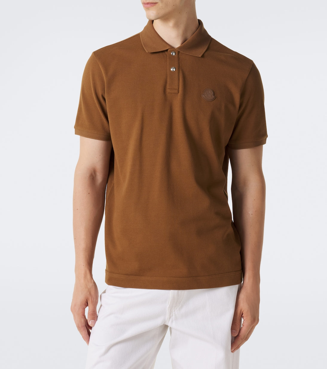 Moncler - Leather-trimmed cotton piqué polo shirt