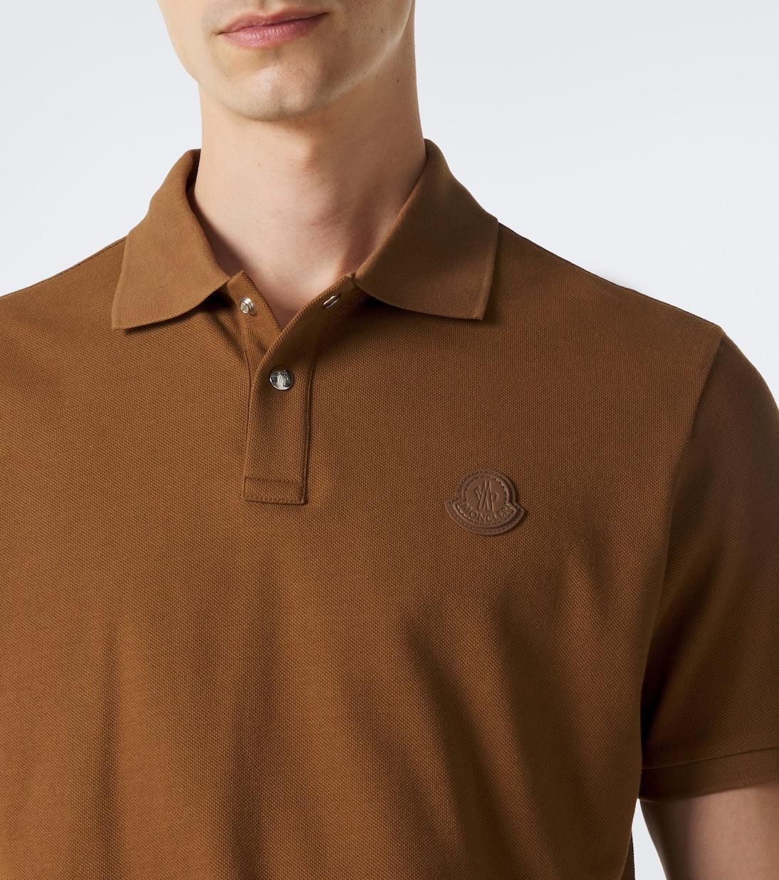 Moncler - Leather-trimmed cotton piqué polo shirt