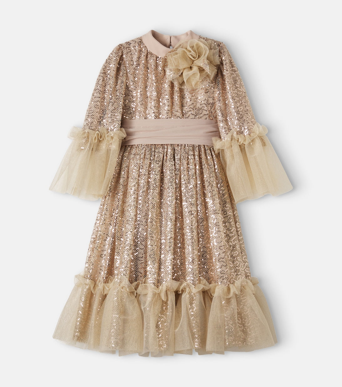 Patachou - Sequined ruffled tulle dress