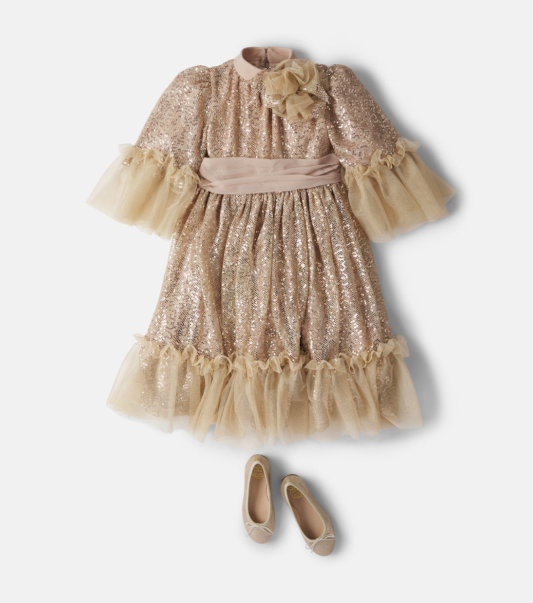 Patachou - Sequined ruffled tulle dress