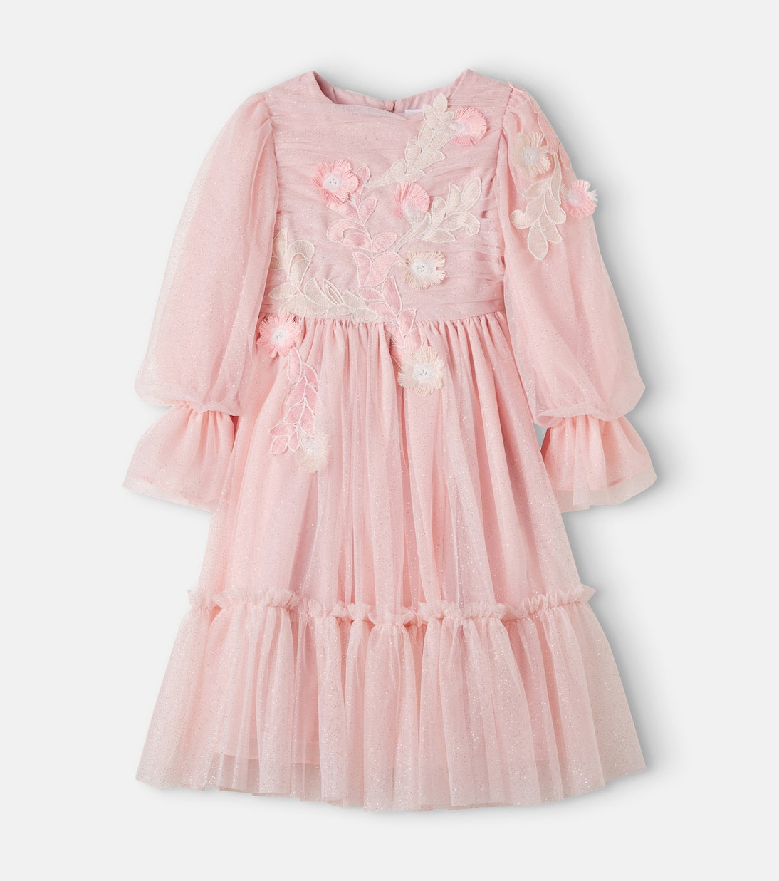 Patachou - Embroidered ruffled gathered tulle dress