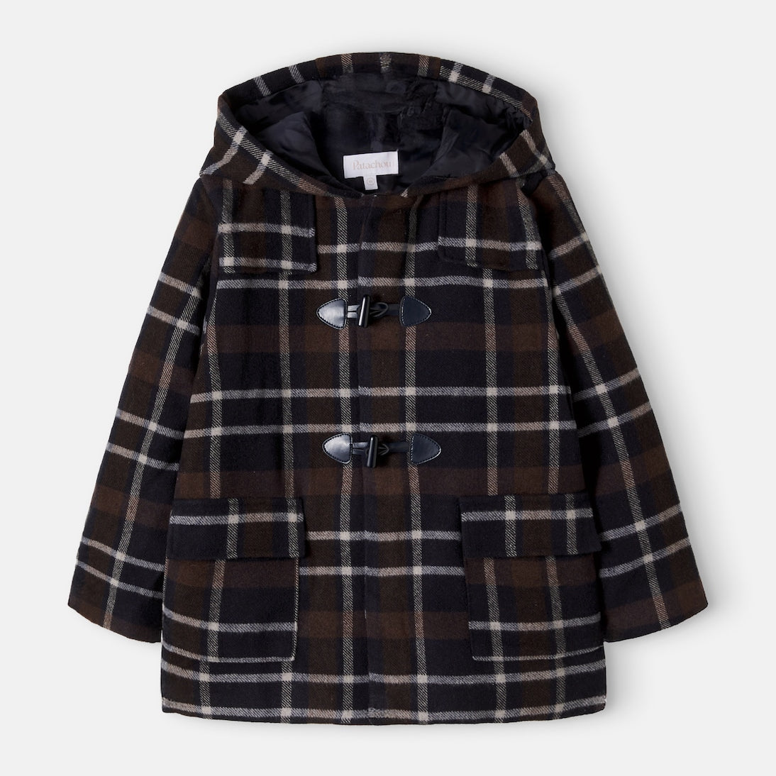 Patachou - Checked hooded duffel coat