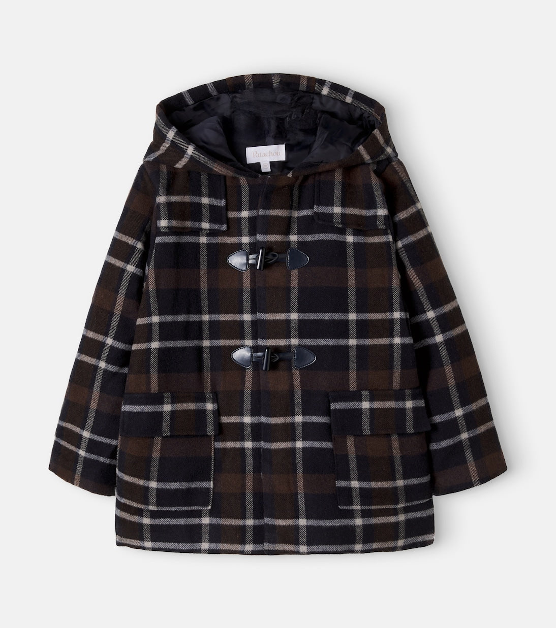 Patachou - Checked hooded duffel coat
