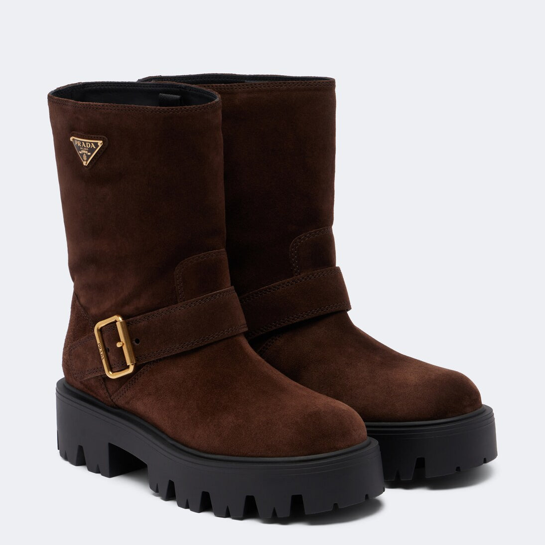 Prada - Logo suede biker boots