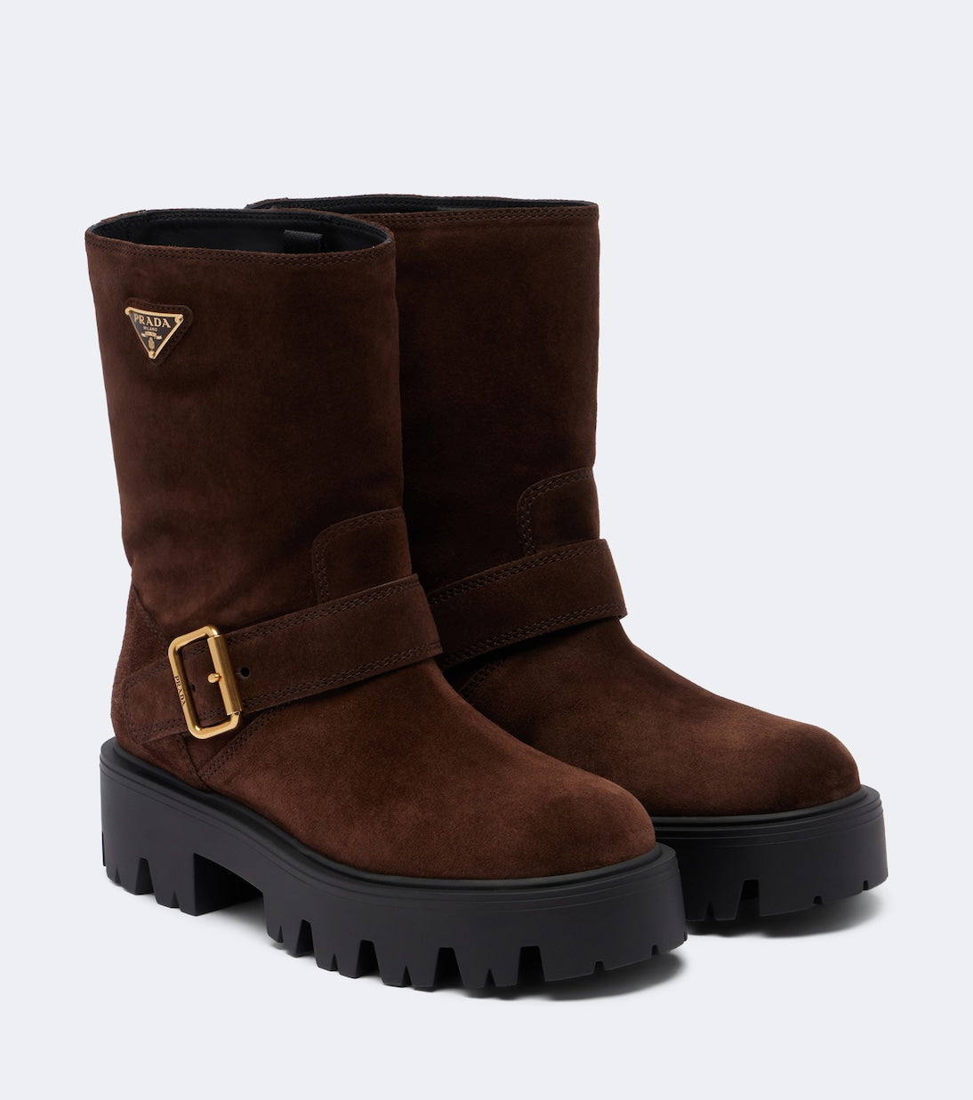 Prada - Logo suede biker boots