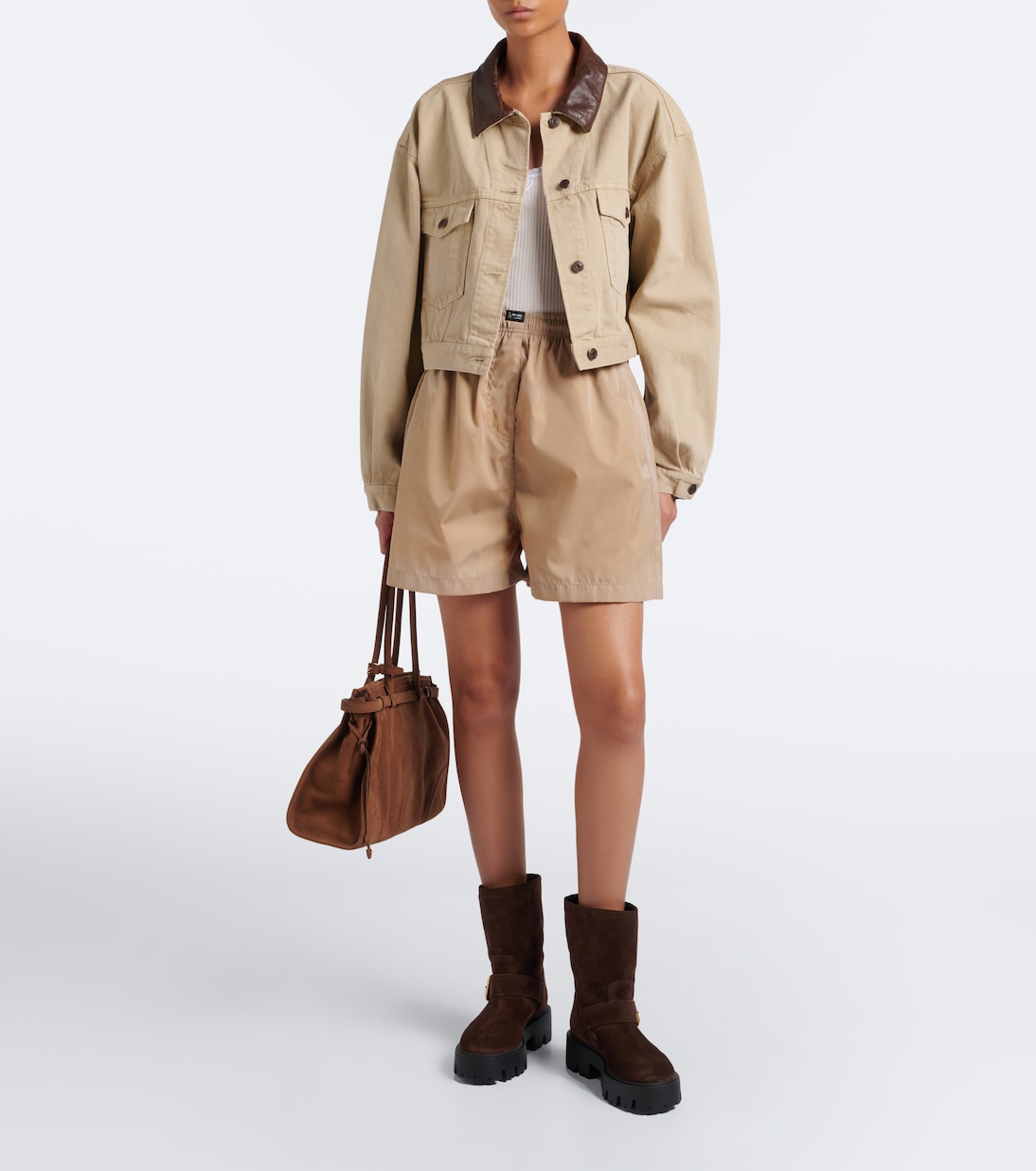 Prada - Logo suede biker boots