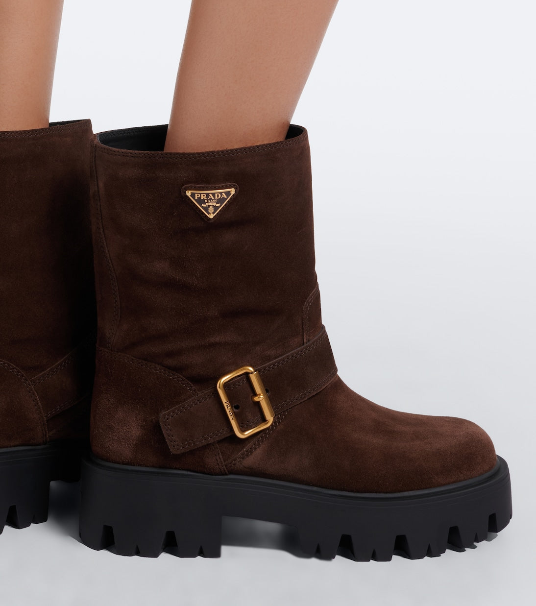 Prada - Logo suede biker boots