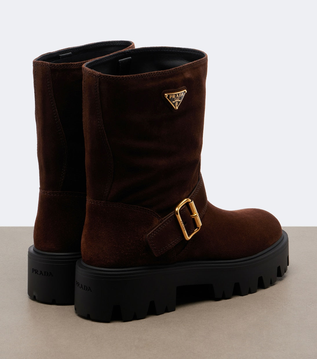 Prada - Logo suede biker boots
