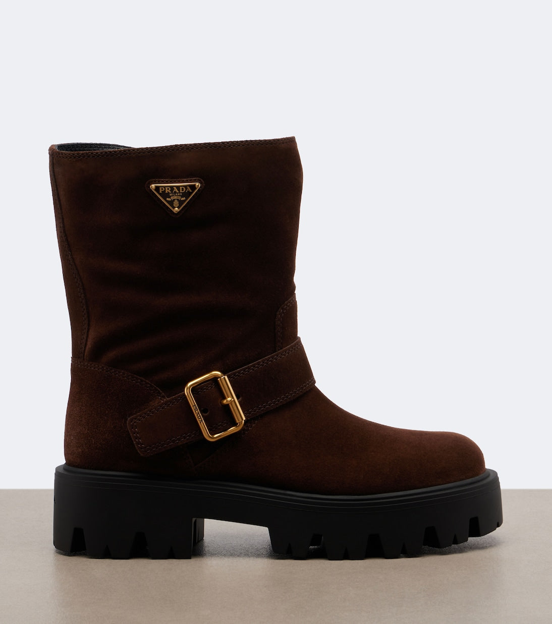 Prada - Logo suede biker boots